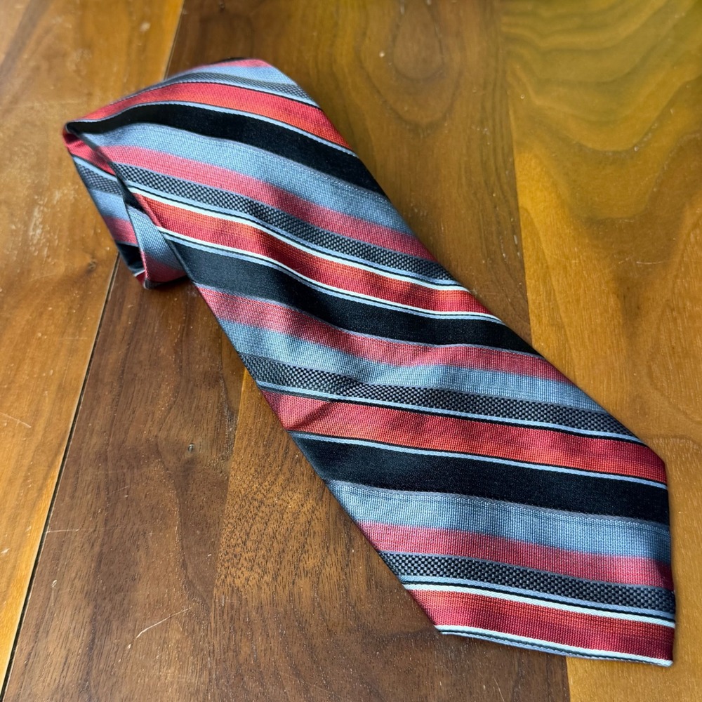 Stafford Men's Necktie Striped Red‎ Gray Black Classic Business Formal